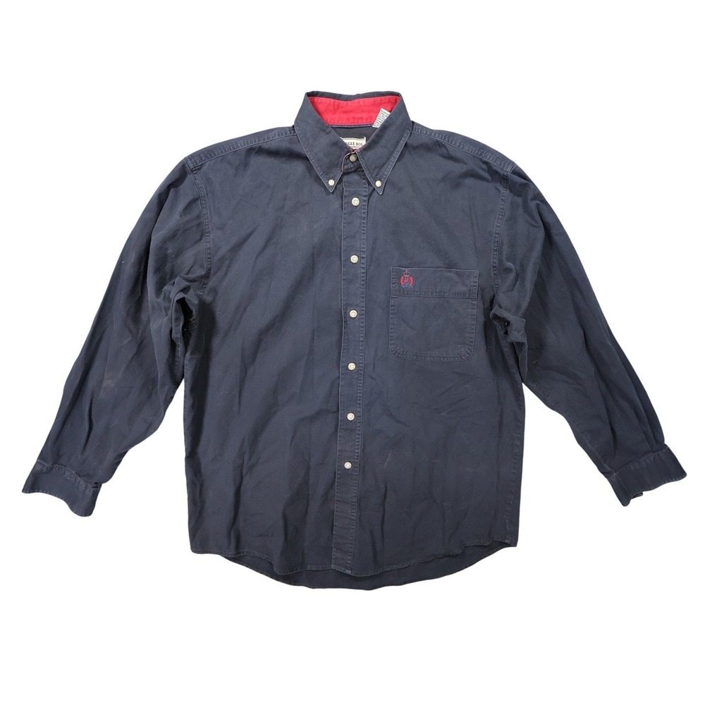 Bugle Boy Vintage 90s Button Down Shirt Mens Medium Navy Cotton Excellent